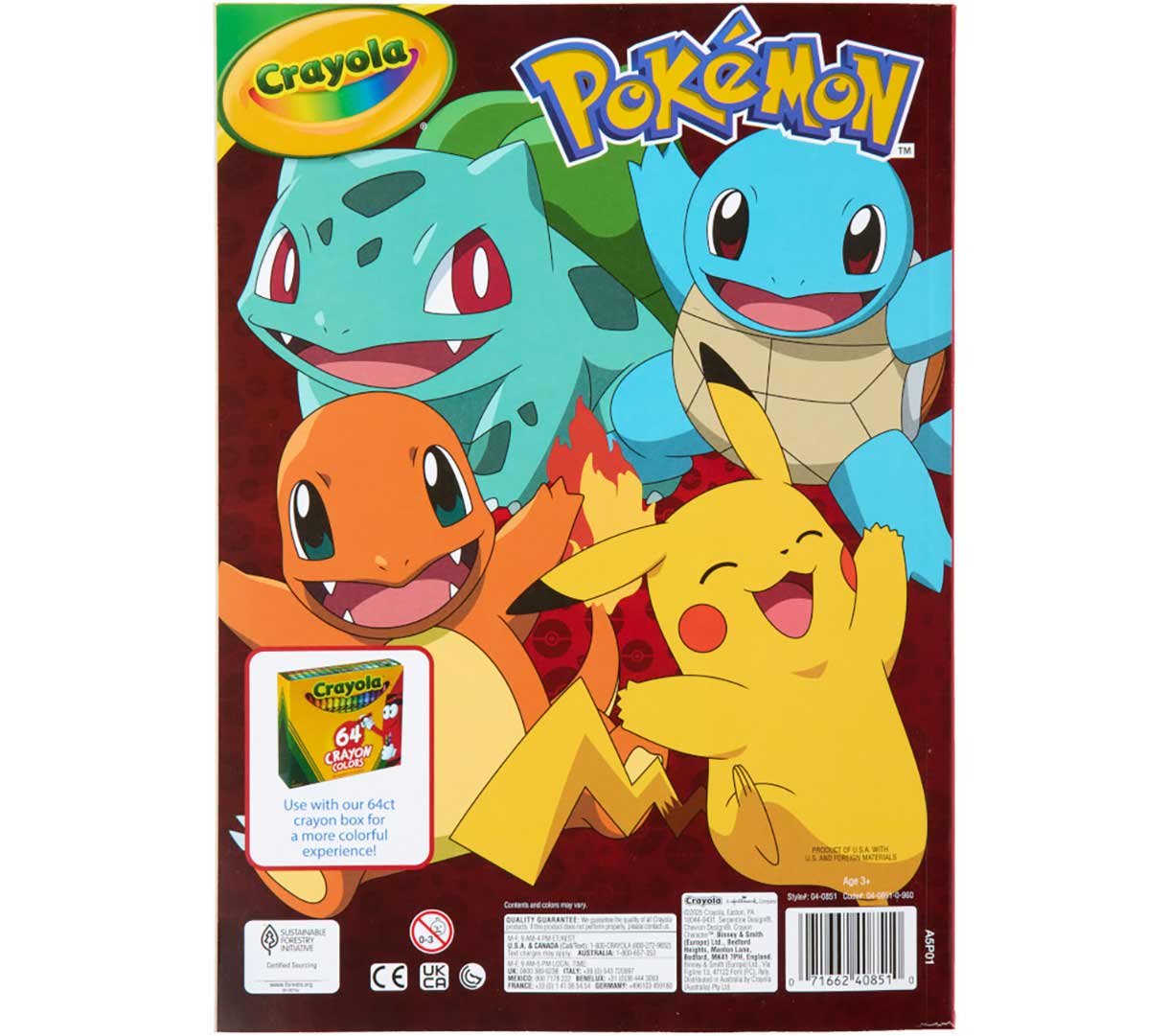 Pokemon coloring book. 288 pages. back view.