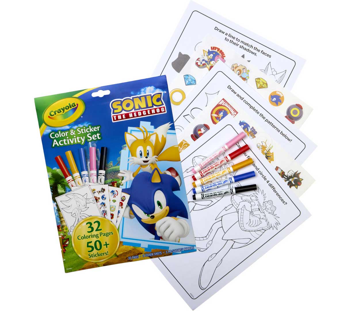 Sonic the Hedgehog Color and Sticker Activity Set front cover  markers and select pages.