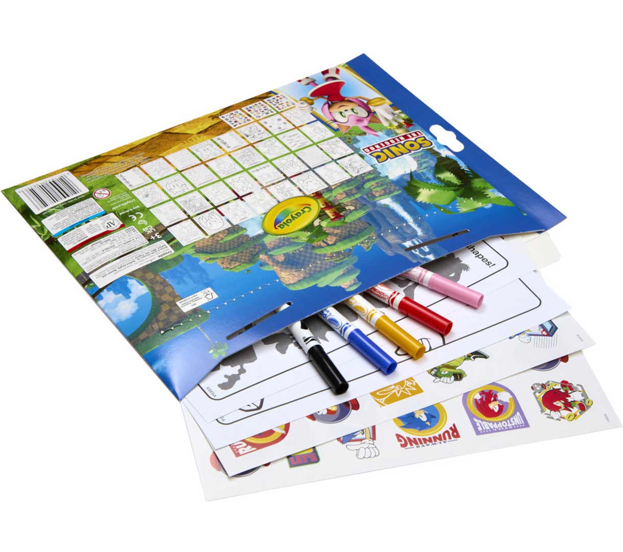 Sonic the Hedgehog Color and Sticker Activity Set back view with contents sticking out.