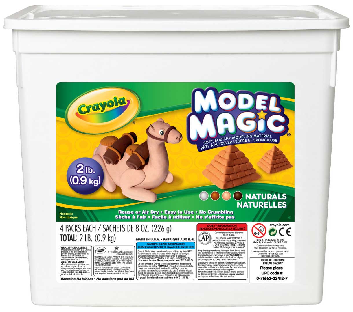 Model Magic 2lb Resealable Storage Container, Natural Colors front view