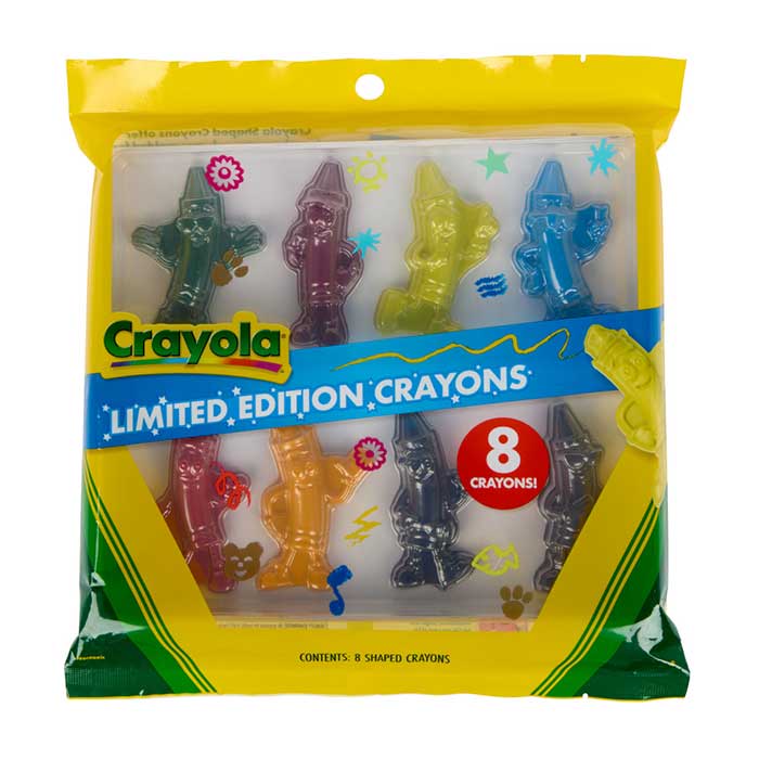 Limited Edition Character Shaped Crayons, 8 Count front view.