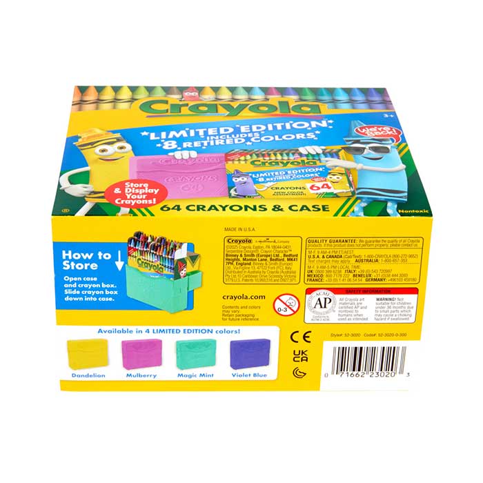 Classic & Limited Edition Crayons, 64 Crayons with case bottom view.