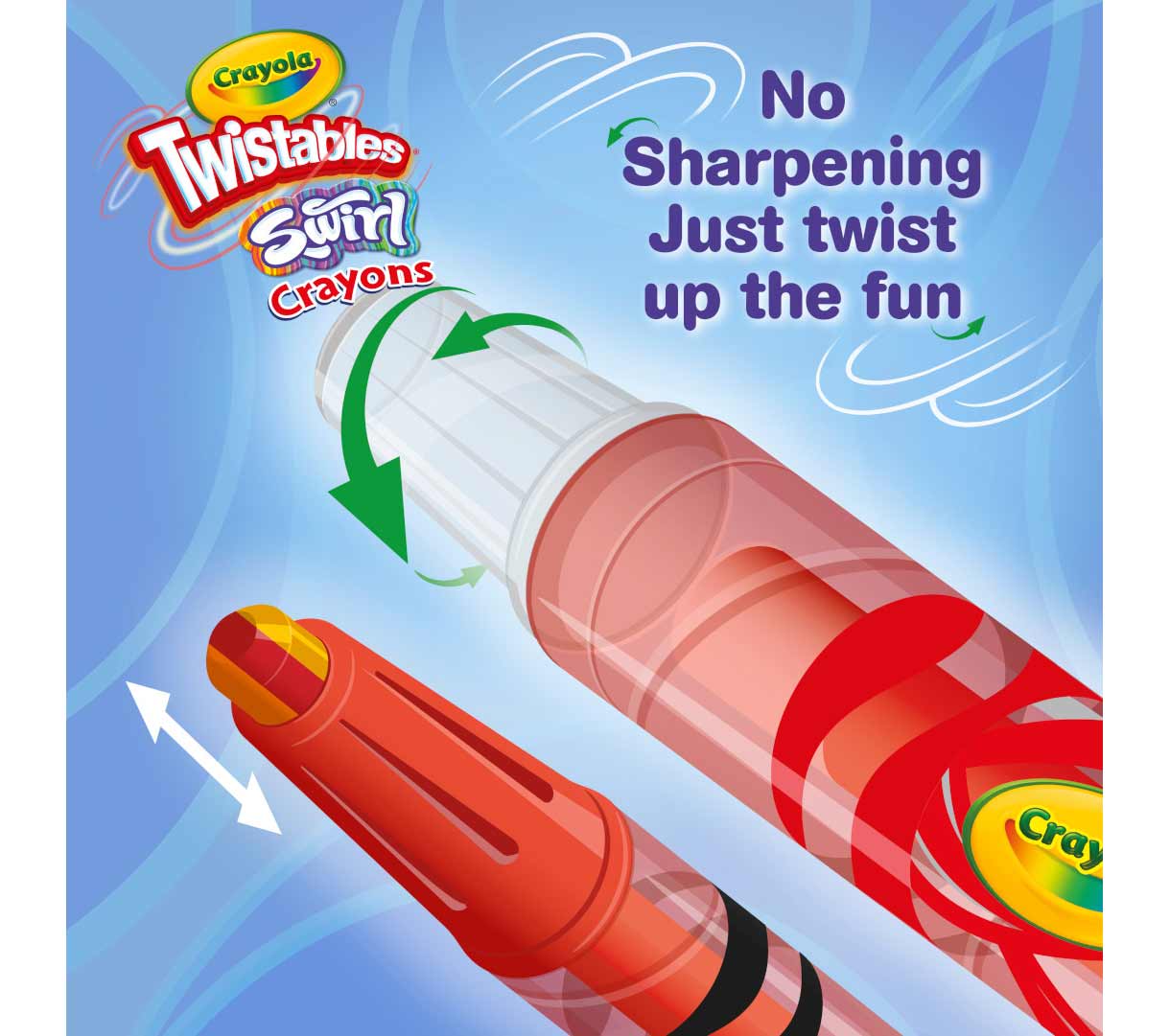 Swirl Mini Twistable Crayons  10 count. NO sharpening. Just twist up the fun.