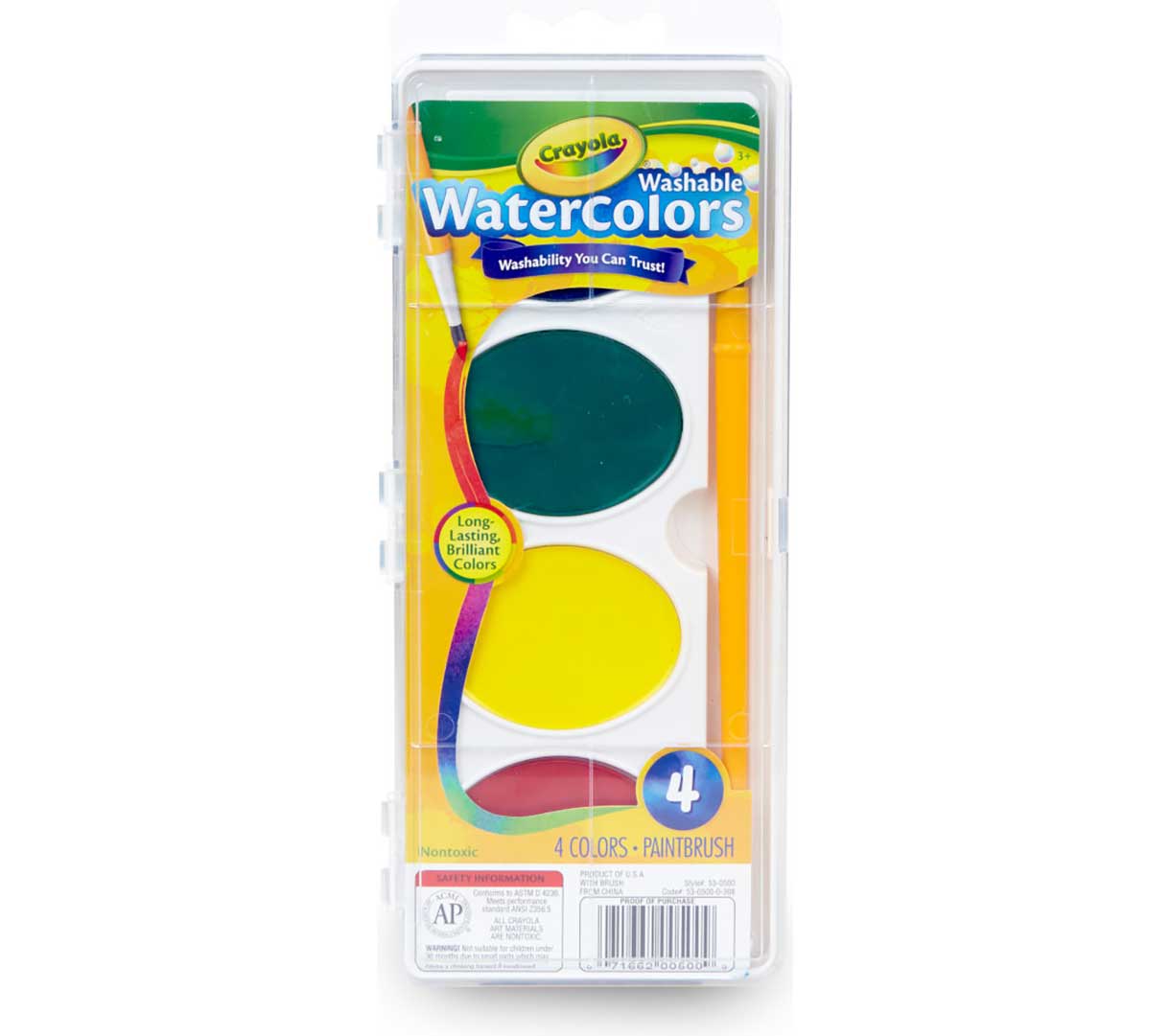 Jumbo Washable Watercolors front view.