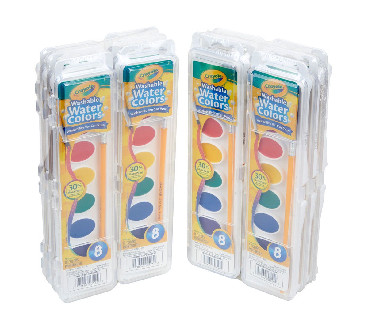 Washable Watercolors, 12 count, 8 colors. contents.