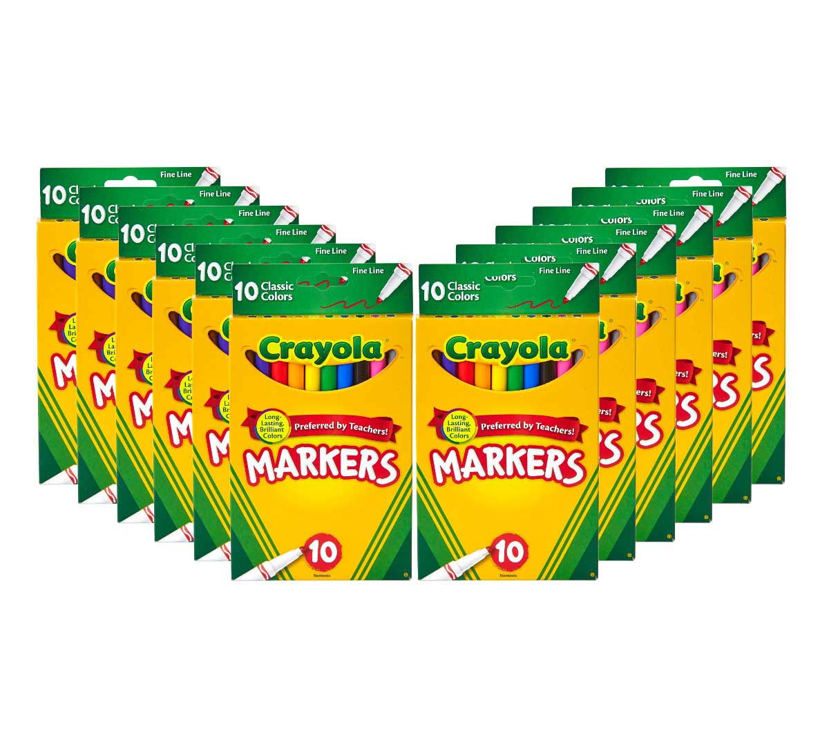 12 box classpack of 10 count classic markers  fine line. 12 individual boxes.