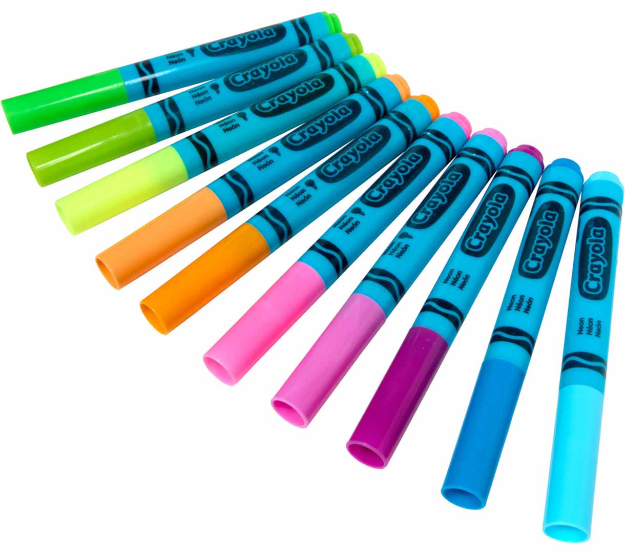 Neon Washable Markers, Broad Line, 10 Count, contents.
