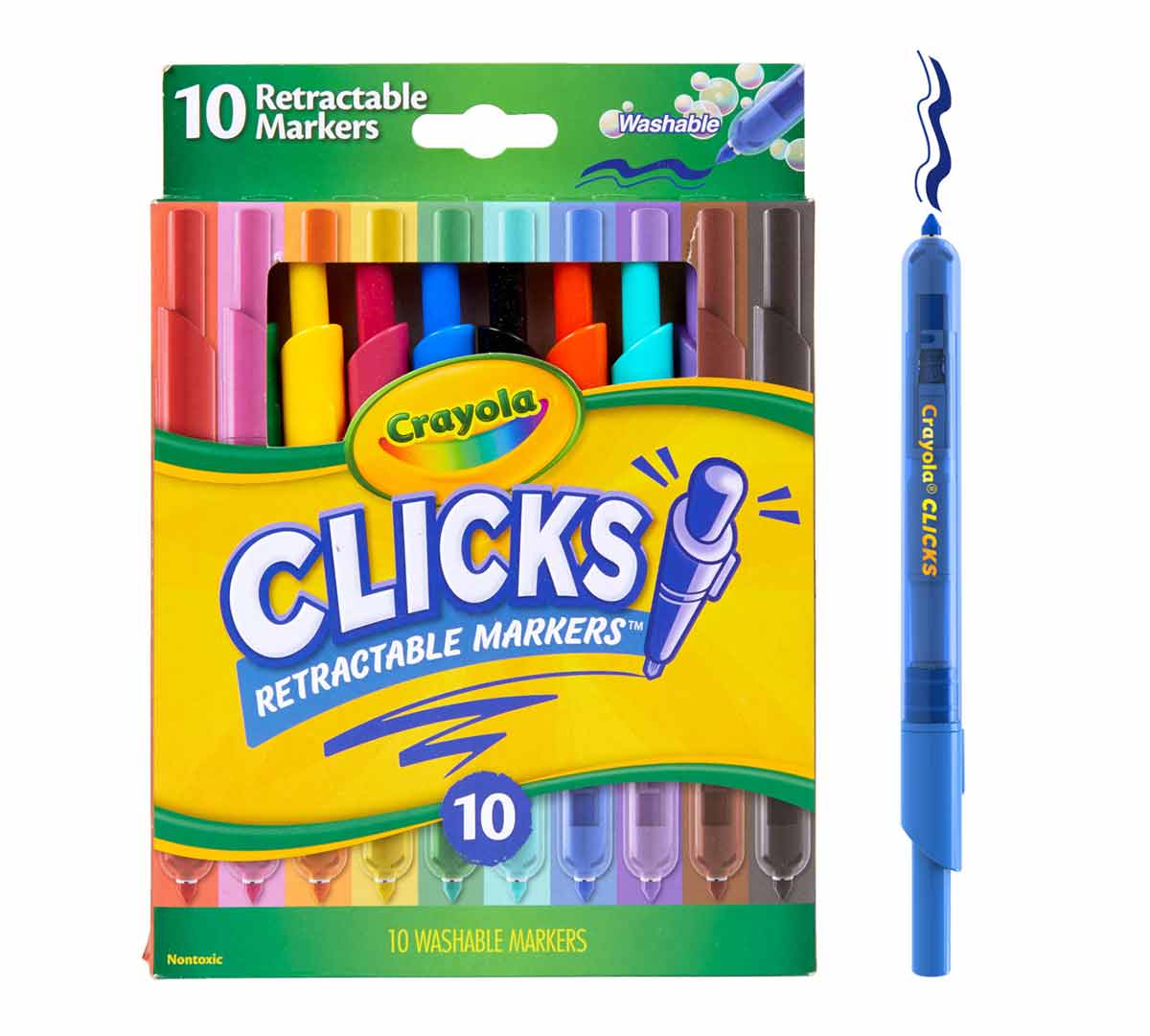 Clicks Retractable Markers  10 Count Front of Package