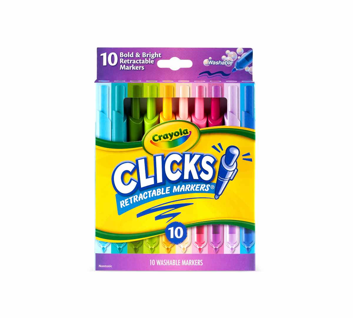Washable CLICKS Retractable Markers™  Bold and Bright 10 count front view