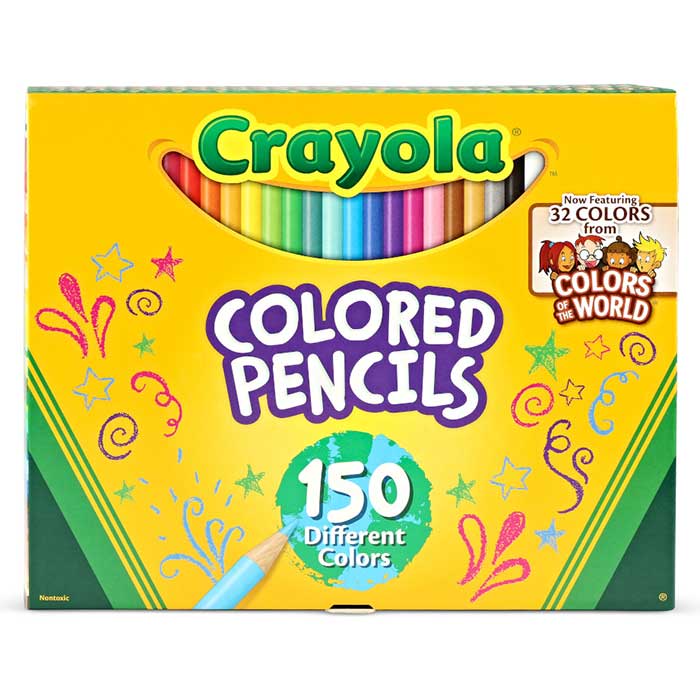 Classic & Colors of the World Colored Pencils, 150 Count. front view.