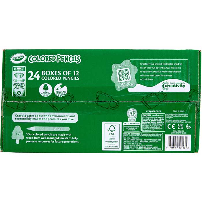 Bulk Colored Pencil Set, 24 Boxes of 12 Colors bottom view.