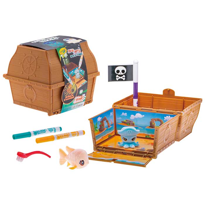 Juego de juego Scribble Scrubbie Pets Glow Ocean Treasure Cofre vista frontal