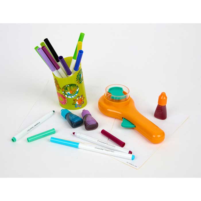 Spin art sticker maker. contents.