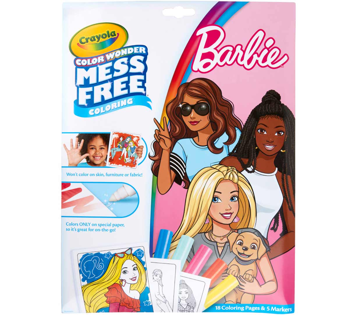 Color Wonder Mess Free Barbie Coloring Pages & Markers front view.