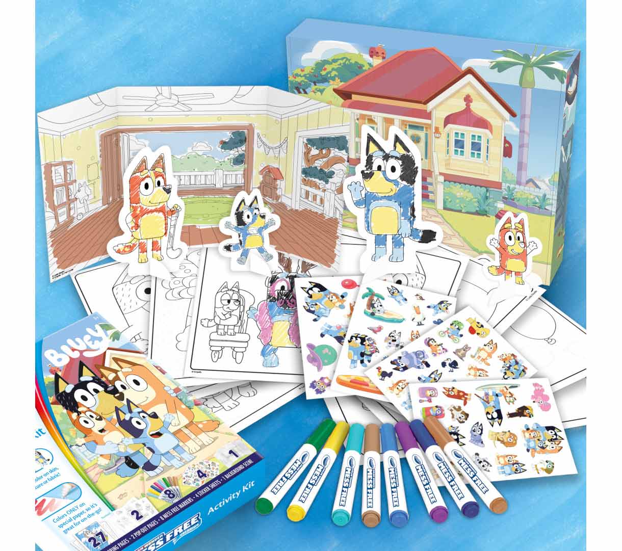 Color Wonder Mess Free Bluey Activity Kit contents.
