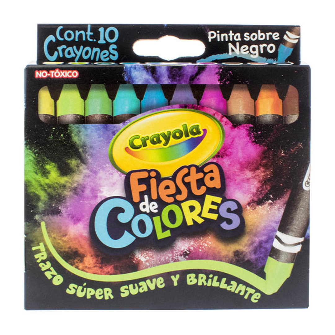 10 Crayones Fiesta de Colores vista frontal.