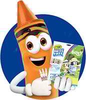 Crayon Character holding Color Wonder markers and Bluey-themed Color Wonder Coloring Pages
