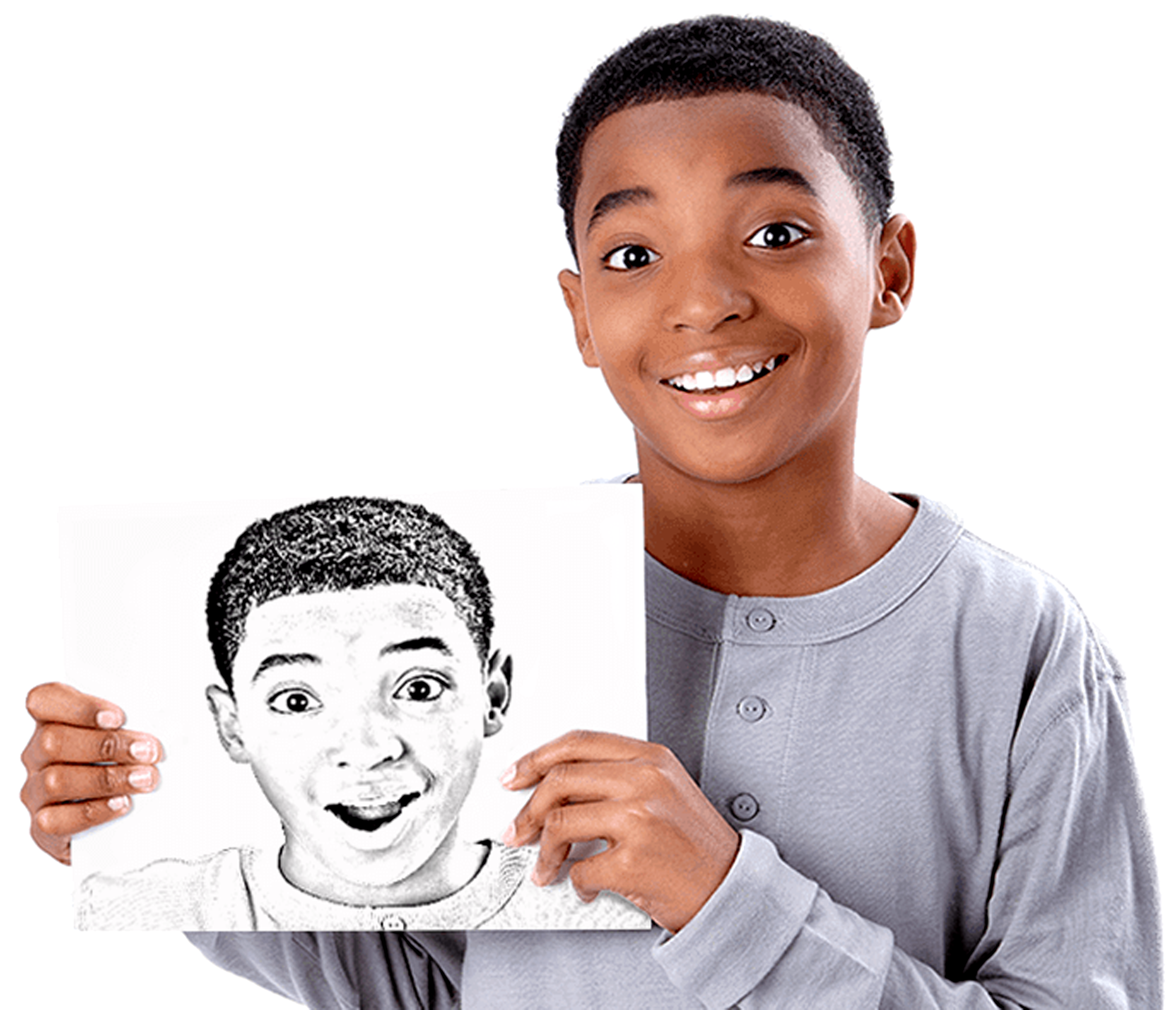 Young kid holding customized coloring page of their own face